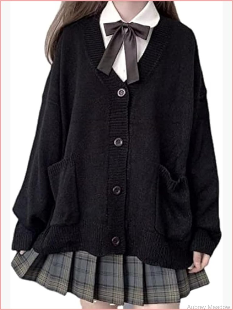 Preppy Oversized Knit Cardigan Sweater Japanese School Jk Cosplay
